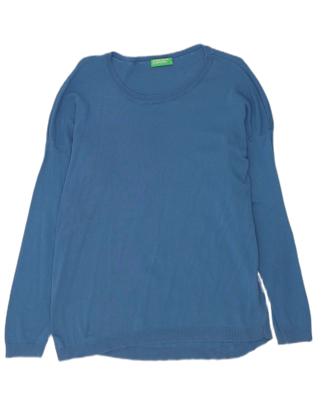 Benetton Dame sweater med rund hals DK 14 Medium Blue Bomuld