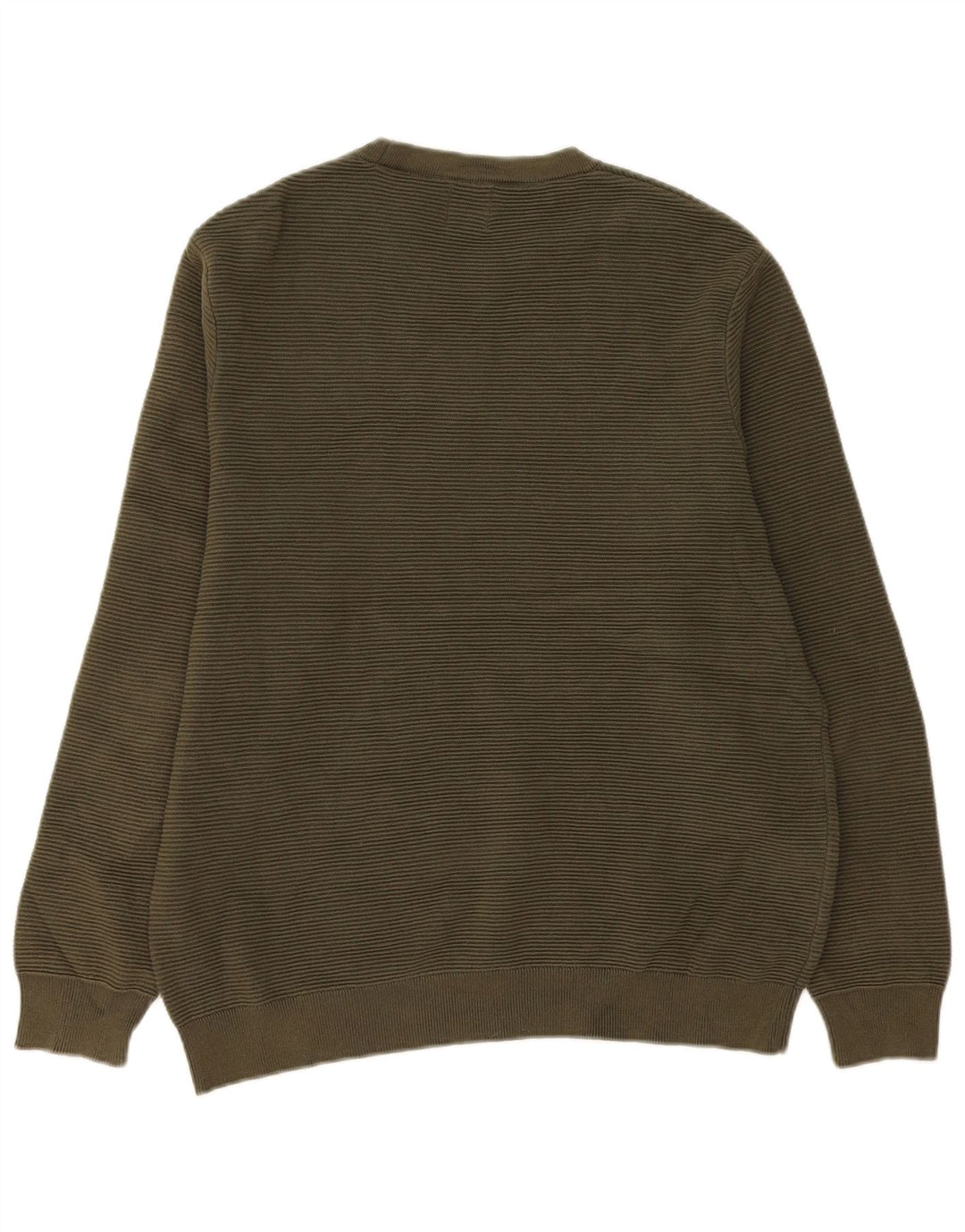 Zara Herre Crew Neck Jumper Sweater Stor Khaki Bomuld
