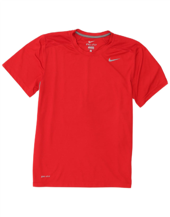 Nike Herre Dri Fit T-Shirt Top Stor Rød Polyester
