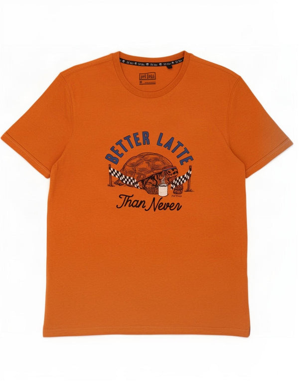 Fat Face Herre grafisk T-shirt Top Medium Orange Bomuld