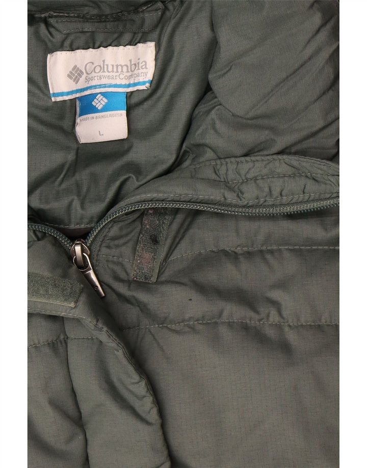 Columbia Dame Hætte Polstret Frakke UK 16 Stor Grøn Polyester
