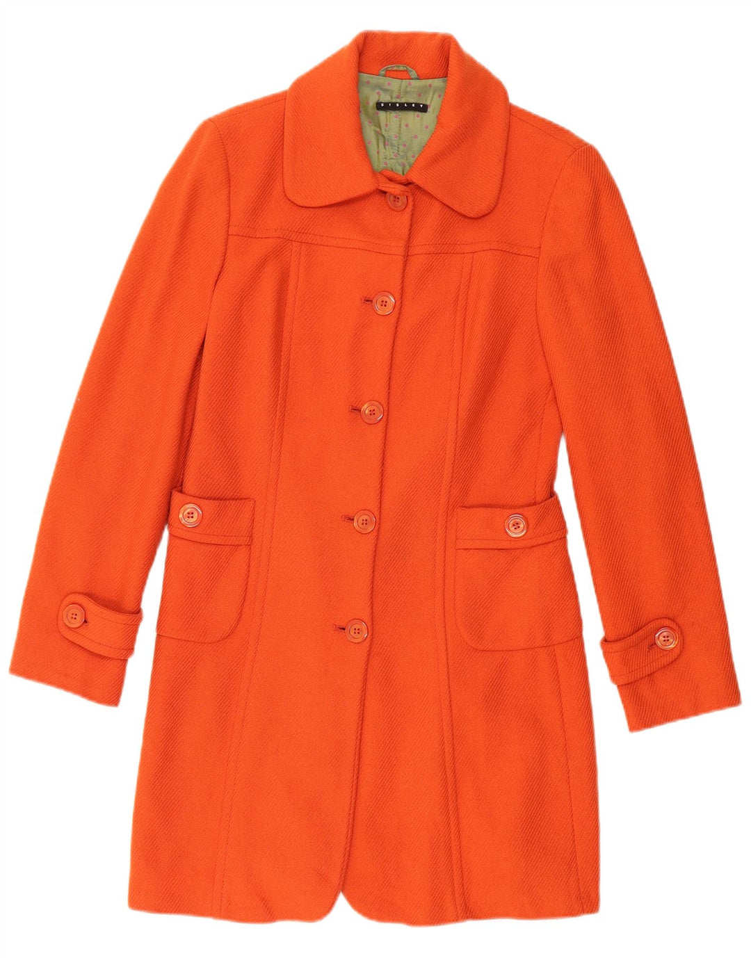 SISLEY Dame Overfrakke IT 42 Medium Orange Uld