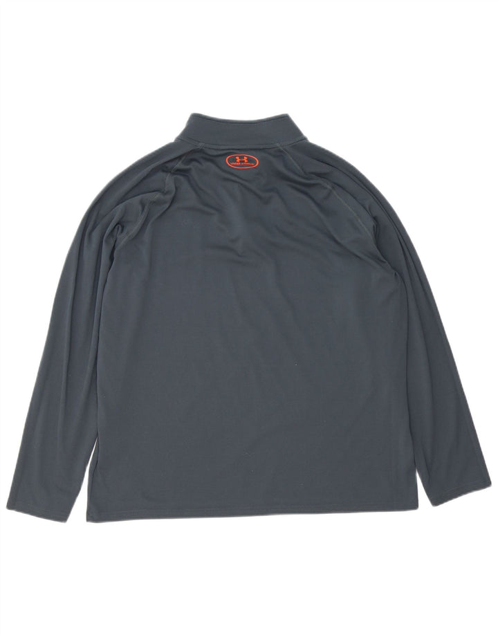 Under Armour Herre Heat Gear Zip Neck Pullover Træningsdragt Top Stor Grå