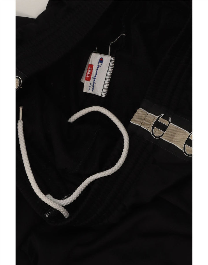 CHAMPION Mens Graphic Tracksuit Trousers Small Black Polyester