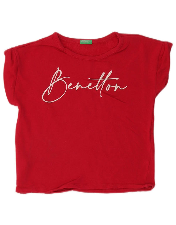 Benetton Girls Grafisk T-Shirt Top 7-8 År Rød