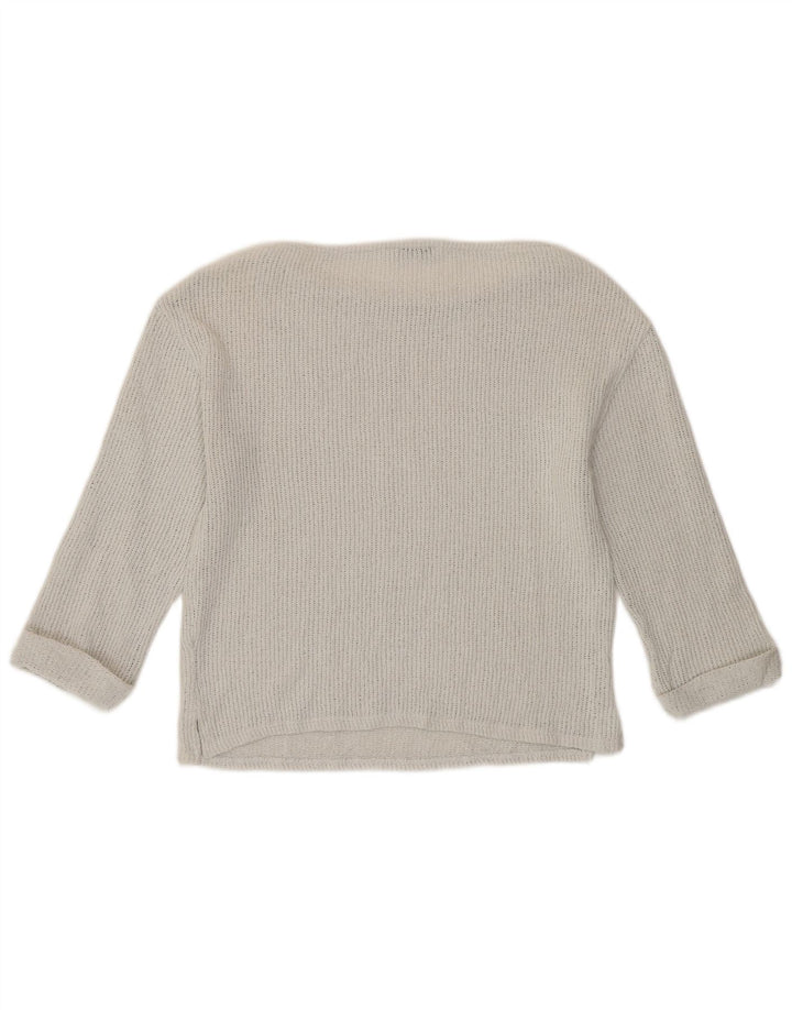 Zara Dame Top 3/4 ærmer UK 12 Medium White Bomuld