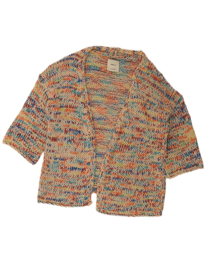 Zara Womens Oversized 3/4-ærmet cardigantrøje UK 10 Small Multicolor