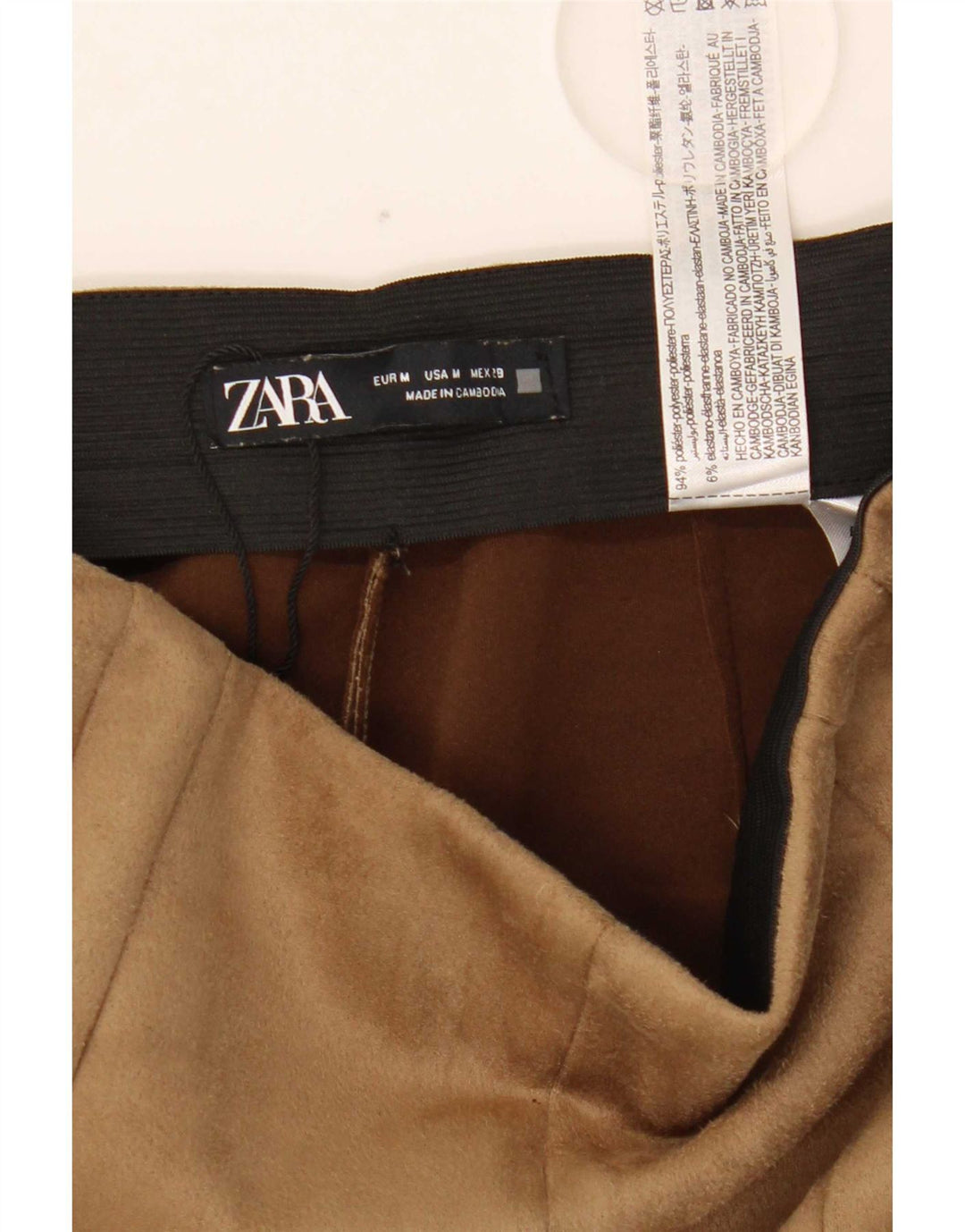 Zara Dame Slim High Waist Bukser Medium W28 L27 Brun Polyester