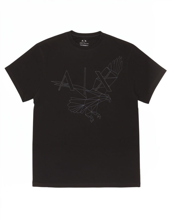 Armani Exchange Herre Regular Graphic T-Shirt Top Lille Sort Geometrisk