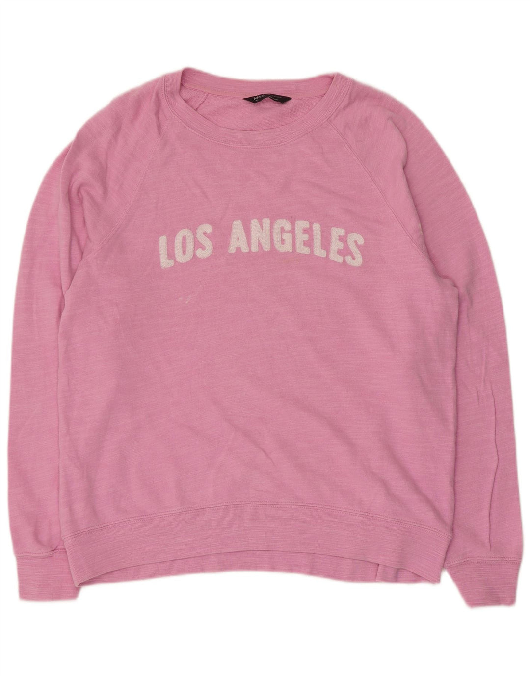 Marks & Spencer Dame Grafisk Sweatshirt Jumper UK 12 Medium Pink Flecked