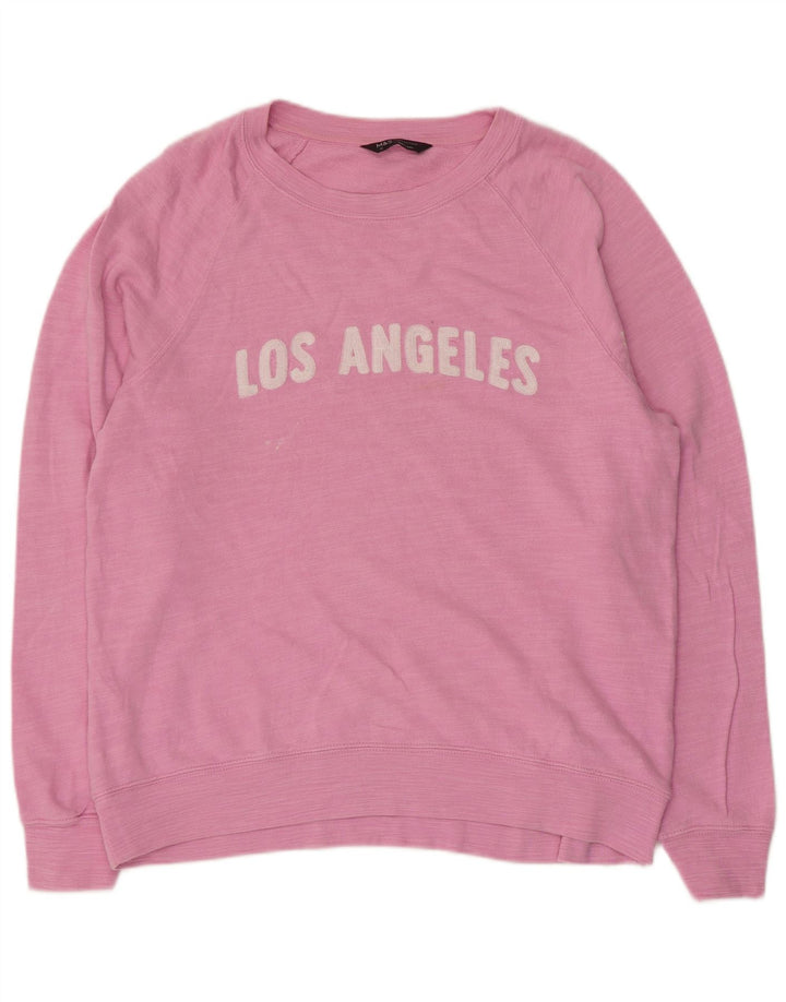 Marks & Spencer Dame Grafisk Sweatshirt Jumper UK 12 Medium Pink Flecked