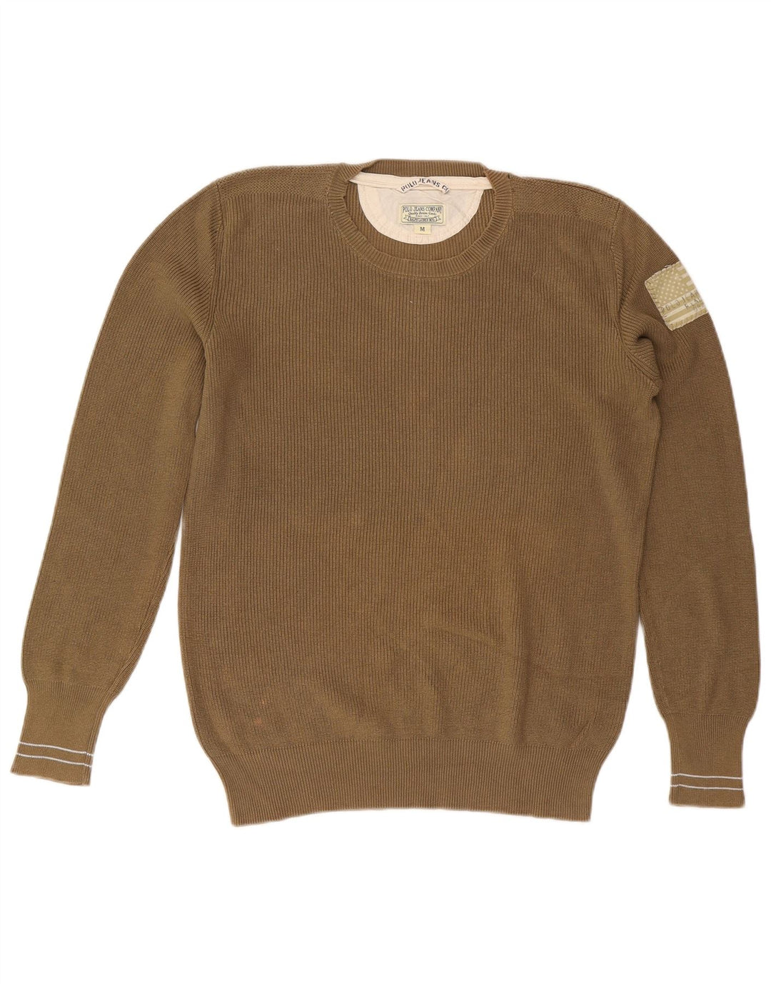 RALPH LAUREN Herre sweater med rund hals, medium brun bomuld
