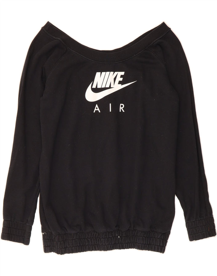 NIKE Womens Oversized Graphic Sweatshirt Jumper UK 10 Small Black Cotton Vintage Nike and Second-Hand Nike from Messina Hembry 