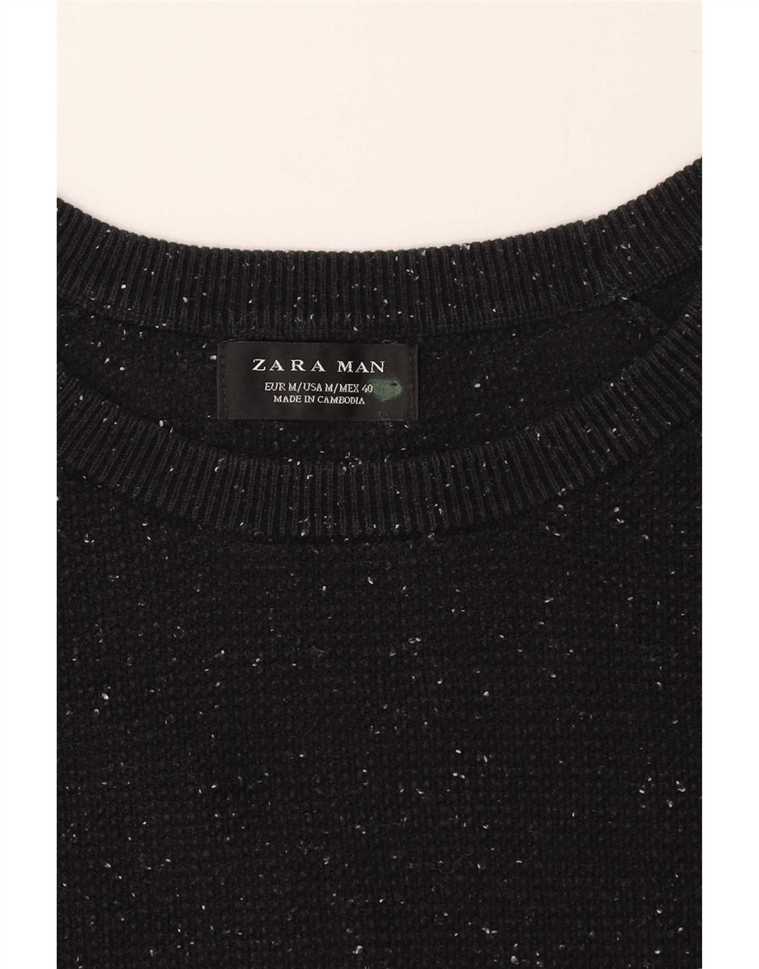 Zara Herre Boat Neck Jumper Sweater Medium Navy Blue Flecked