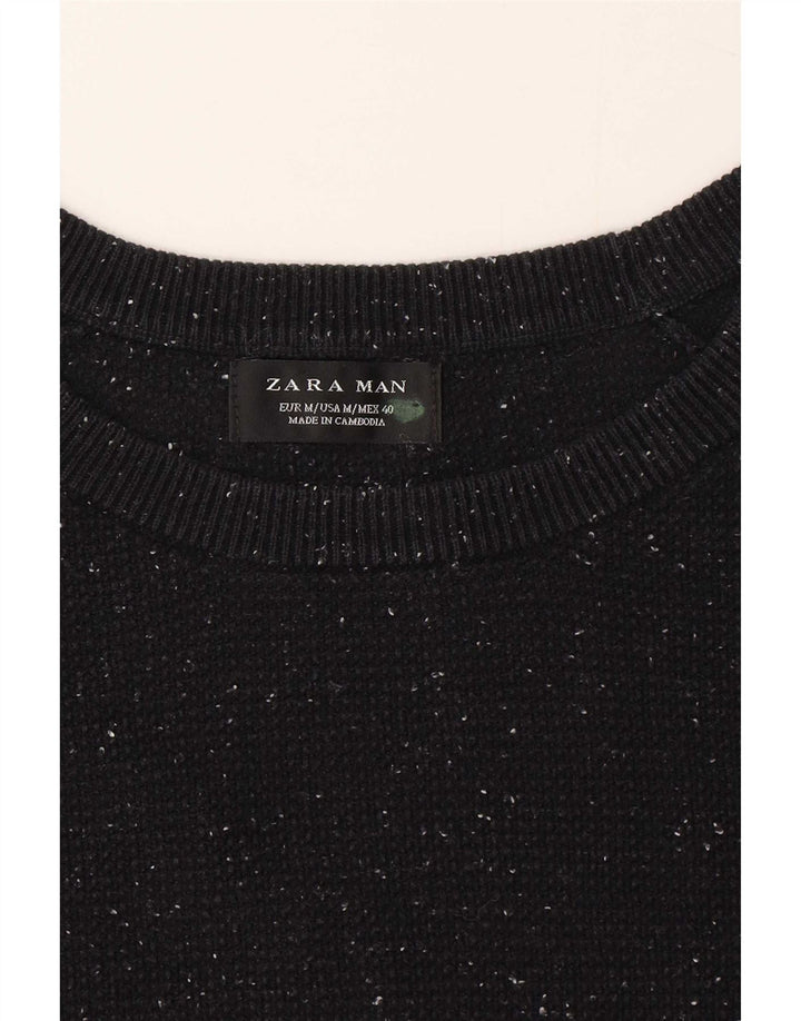 Zara Herre Boat Neck Jumper Sweater Medium Navy Blue Flecked