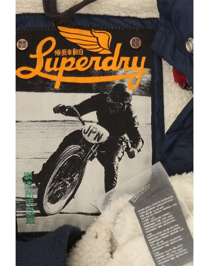 Superdry Quiltet jakke til kvinder UK 14 Mellem marineblå nylon