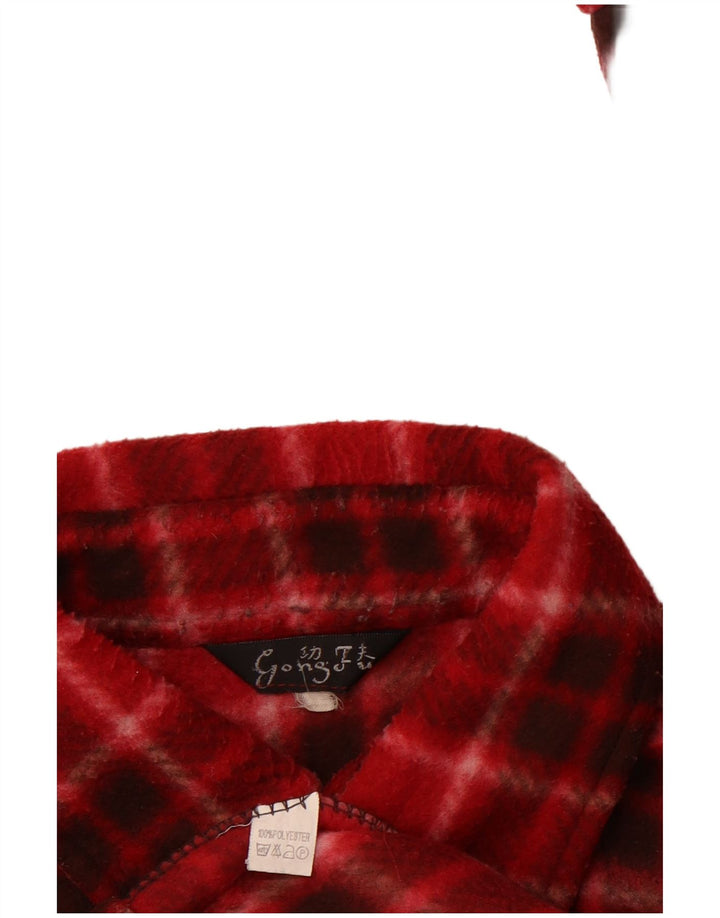 VINTAGE Fleeceskjorte til mænd Stor rødternet polyester