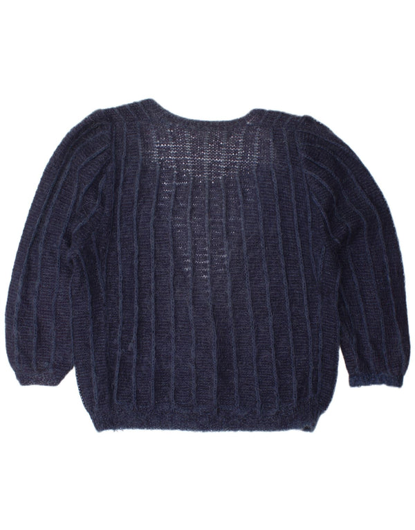 Vintage dame cardigan sweater i overstørrelse UK 22 3XL marineblå