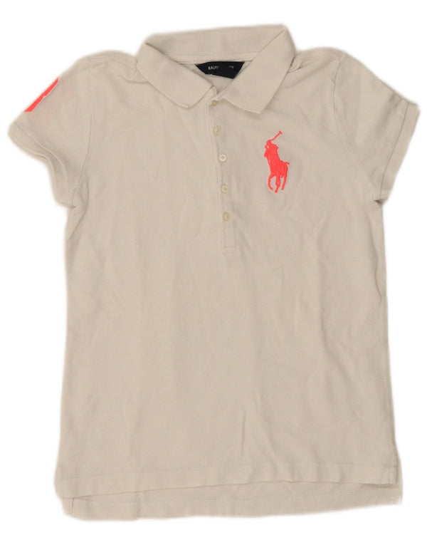 Ralph Lauren Piger Grafisk Polo Shirt 12-13 År Stor Hvid