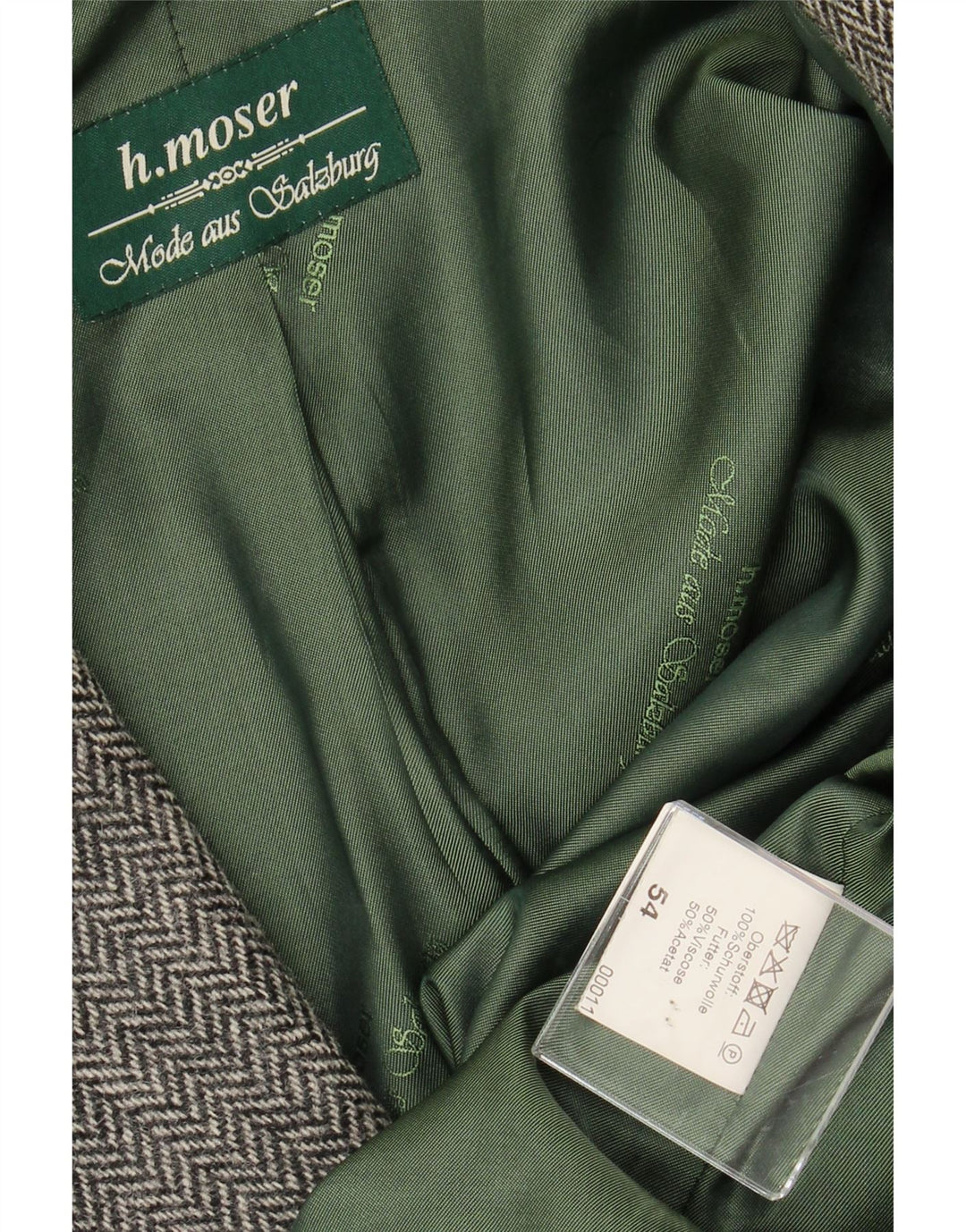 H.MOSER Herre 3-knaps blazerjakke EU 54 2XL Grå sildebensuld