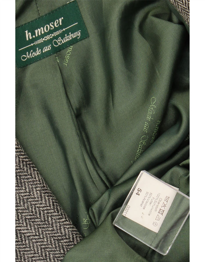 H.MOSER Herre 3-knaps blazerjakke EU 54 2XL Grå sildebensuld