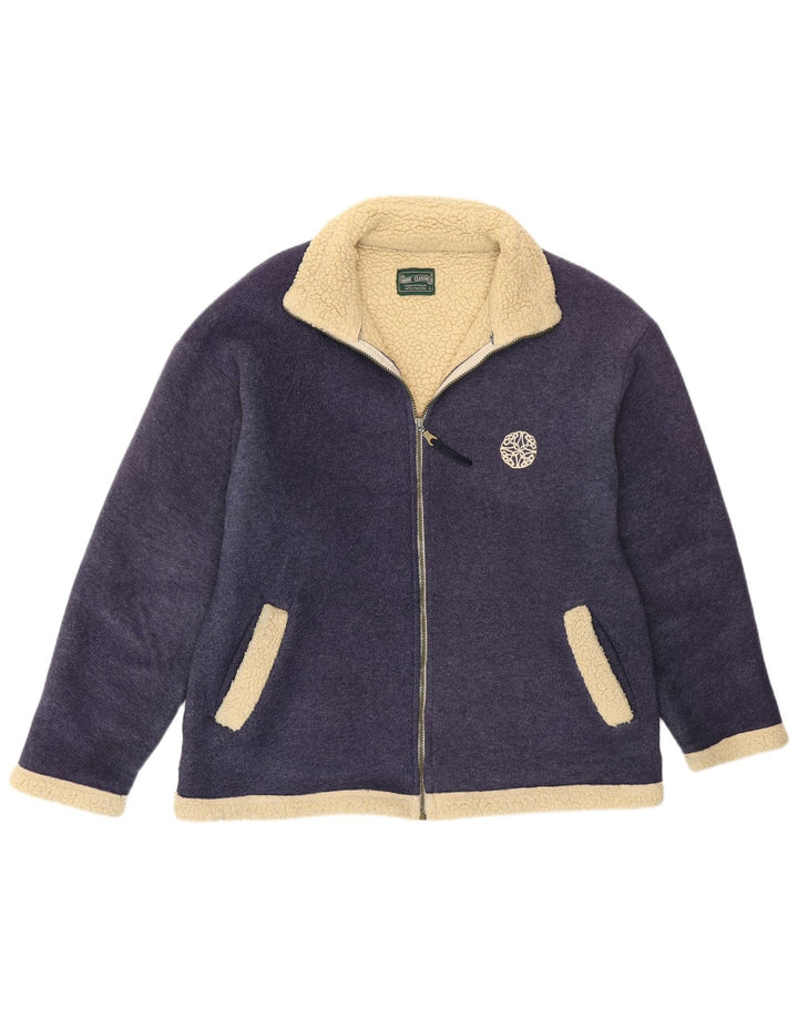 VINTAGE Herre Sherpa Jacket UK 40 Large Blue Acryl