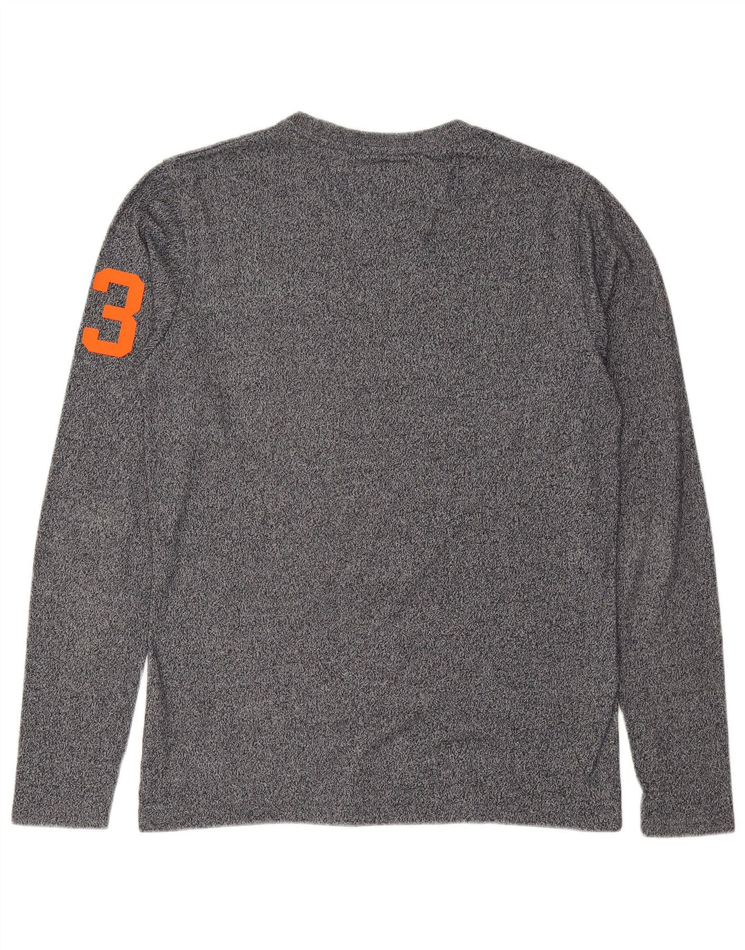 SUPERDRY Mens Graphic Top Long Sleeve Medium Navy Blue Flecked Cotton