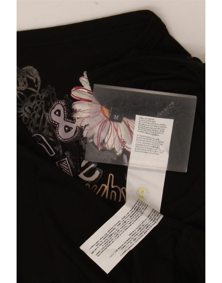 Desigual Dame A-Line Kjole UK 12 Medium Sort Blomster Farverig