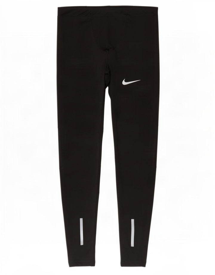 Nike Dame Dri Fit Leggings UK 12 Medium Sort Polyester