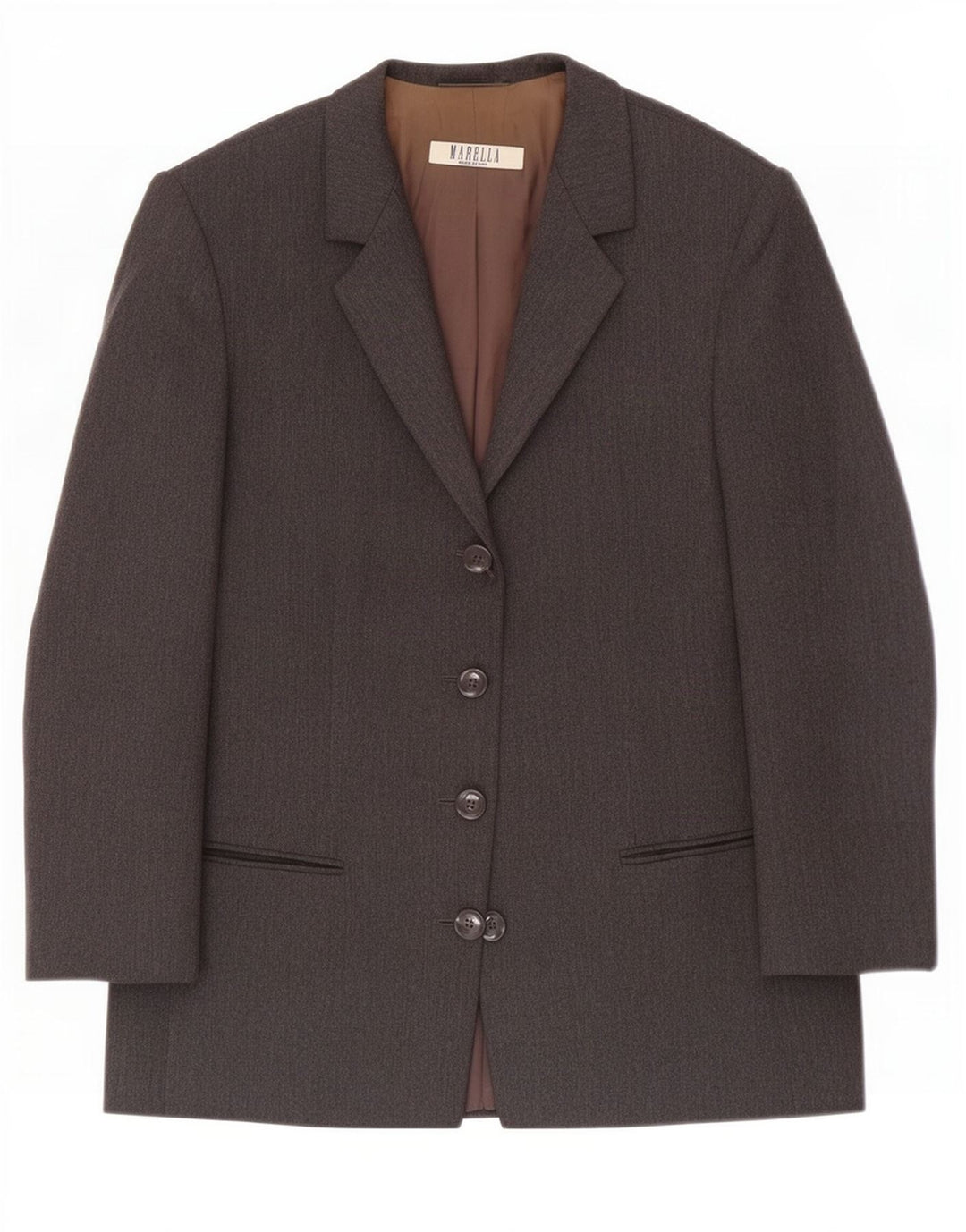 Marella Dame 4 Button Blazer Jacket UK 12 Medium Grey Uld