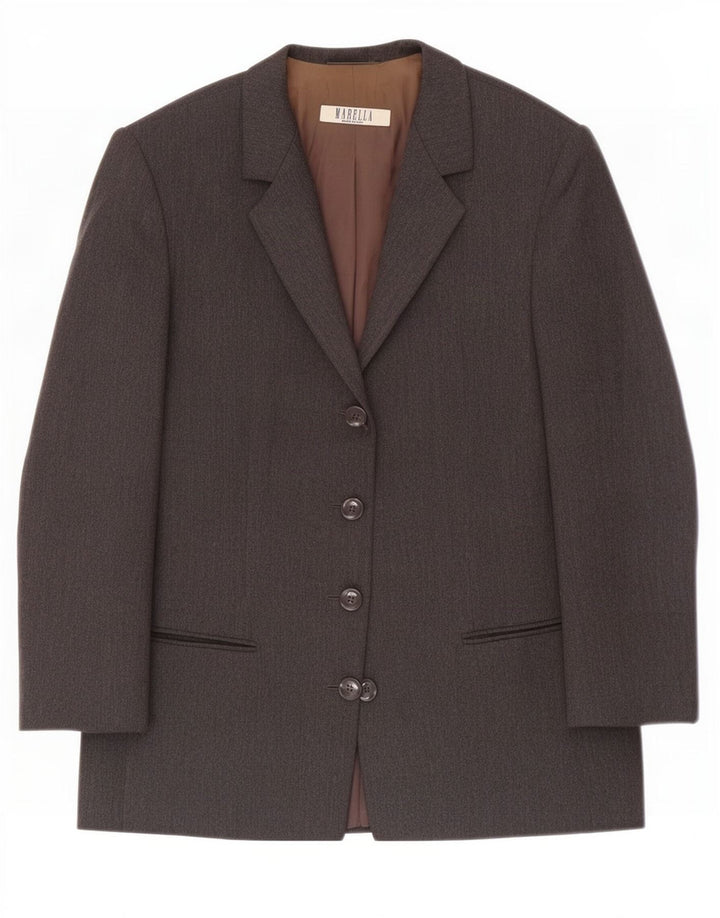 Marella Dame 4 Button Blazer Jacket UK 12 Medium Grey Uld