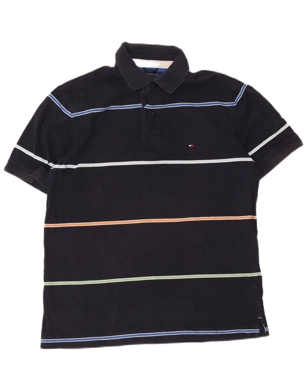 Tommy Hilfiger herre poloshirt Medium marineblå stribet bomuld