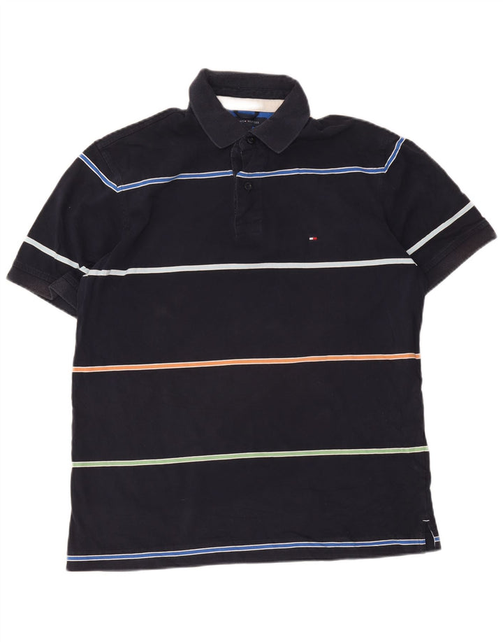 Tommy Hilfiger herre poloshirt Medium marineblå stribet bomuld