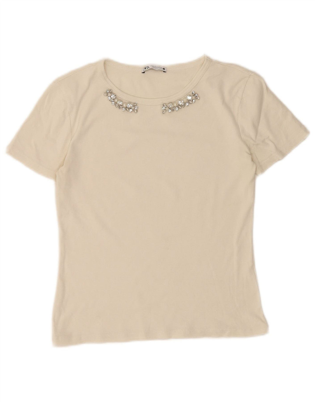 Zara T-Shirt Top UK 12 Medium Hvid