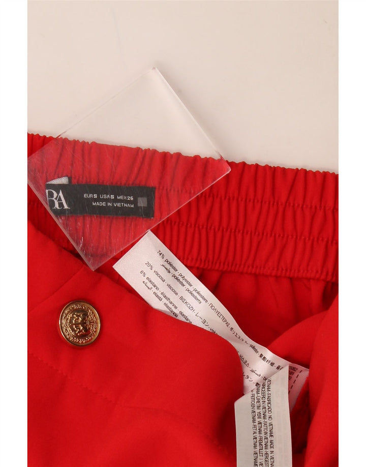 ZARA Womens High Waist Casual Trousers Small W26 L27 Red Polyester