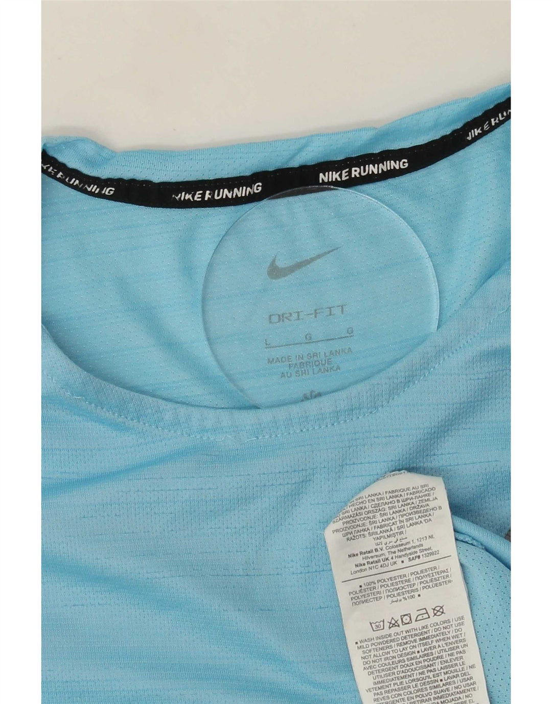 Nike Herre Dri Fit T-Shirt Top Stor Blå Nålestribet Polyester