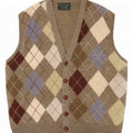 Kerry Herre Classics Ærmeløs cardigantrøje XL Khaki Argyle/Diamond