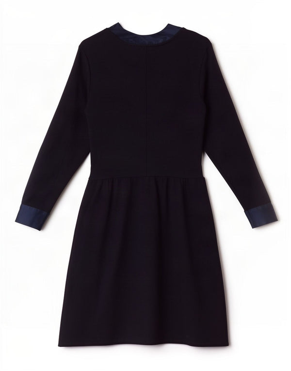 Vintage Womens Long Sleeve Maxi Dress IT 40 Small Navy Blue Wool