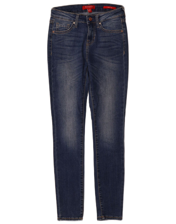 Guess Dame Mid Rise Skinny Jeans W24 L29 Marineblå Bomuld