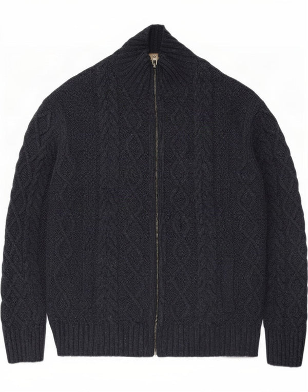 Marks & Spencer Herre North Coast Cardigan Sweater 2XL Marineblå lammeuld
