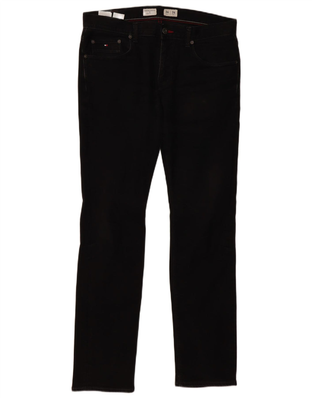 TOMMY HILFIGER Herre Denton Straight Jeans W34 L34 Sort Bomuld