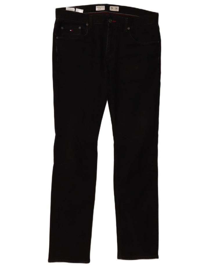 TOMMY HILFIGER Herre Denton Straight Jeans W34 L34 Sort Bomuld