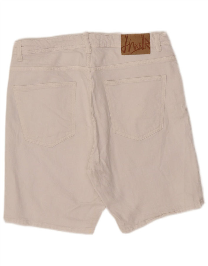 Zara Herre Denim Shorts EU 42 Large W32 Hvid Bomuld