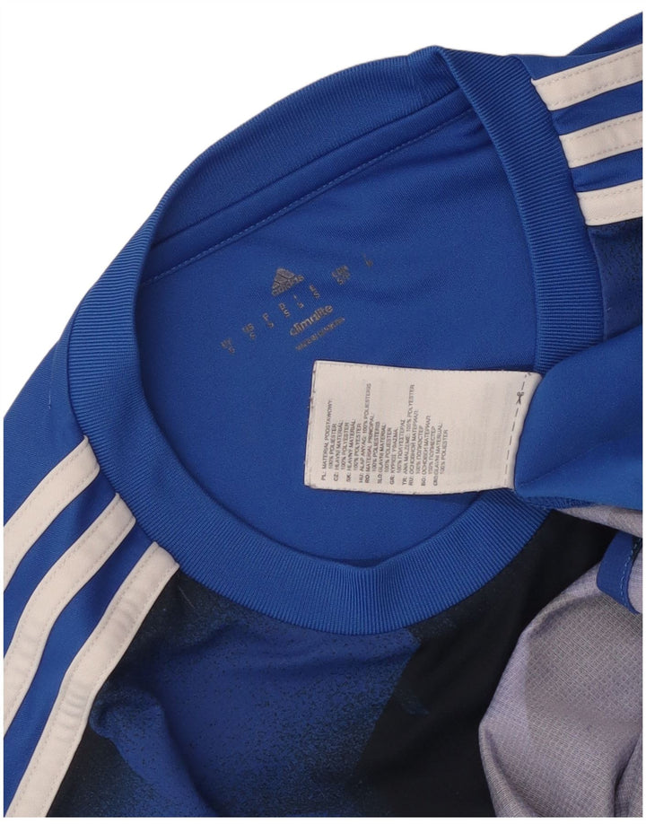 Adidas Herre Climalite grafisk T-shirt top lille blå geometrisk polyester
