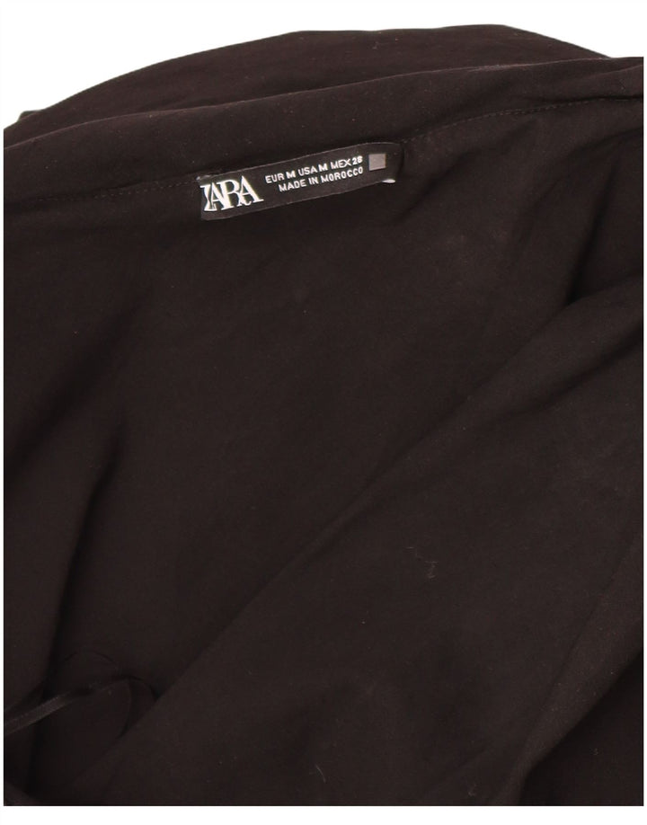 Zara Womens Crop One Shoulder Top UK 12 Medium Black