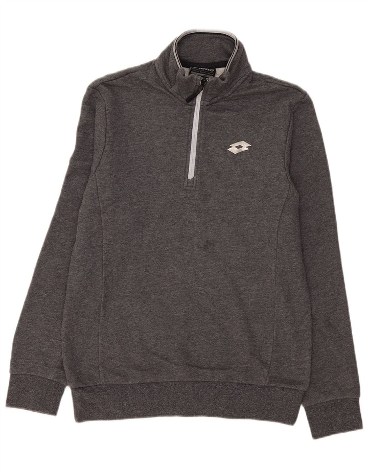 Lotto Herre Zip Neck Sweatshirt Jumper Lille Grå Bomuld