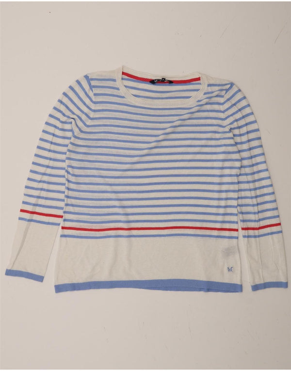 Besætningstøj Dame Boat Neck Jumper Sweater UK 16 Stor Blå Stribet