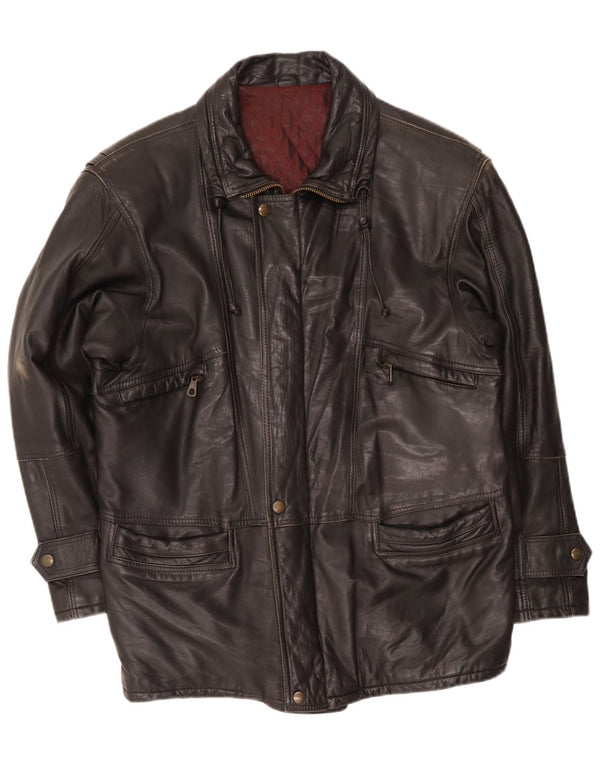 Vintage herre læderjakke IT 48 Medium Sort