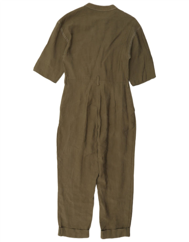 Zara Kortærmede Jumpsuit UK 10 Small Khaki Lyocell