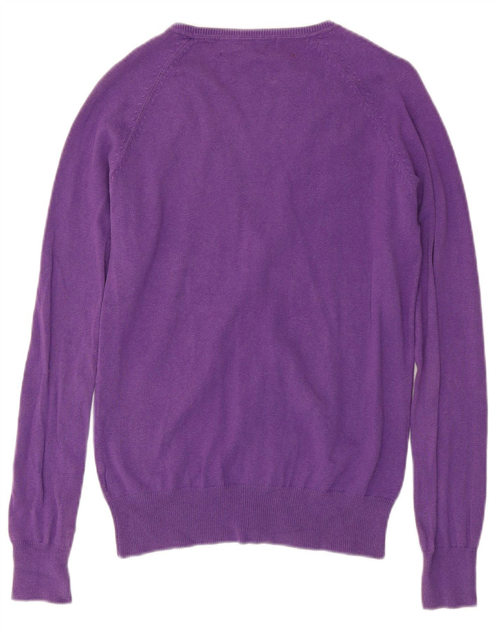 Zara Dame Cardigan Sweater UK 12 Medium Lilla Bomuld